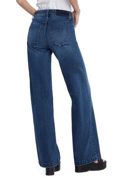 Effortlessly cool and casual-chic, these stretchy jeans flaunt a high waist and full-length wide legs that create a dramatic profile. 32" inseam; 23" leg opening; 10 1/4" front rise Zip fly with button closure Five-pocket style 71% cotton, 25% REPREVE® recycled polyester, 3% rayon, 1% spandex REPREVE recycled polyester is made from 100% post-consumer recycled plastic bottles Machine wash, tumble dry Imported Versatile High Rise Dark Wash Flare Jeans, Versatile Dark Wash High Waist Flare Jeans, Versatile High Waist Dark Wash Flare Jeans, Versatile Medium Wash Full Length Pants, Versatile High Waist Flare Jeans, Versatile Medium Wash Wide Leg Flare Jeans, Versatile Medium Wash Wide-leg Flare Jeans, Versatile Mid-rise Flare Jeans In Medium Wash, Versatile Full-length Dark Wash Jeans