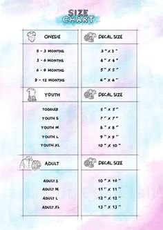 the size chart for children's clothing sizes and how to use them in their closet