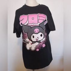 Brand New Sanrio Kuromi T-Shirt With Pink Skulls Tik Tok Viral Sanrio Shirt Hard To Find Kuromi Shirt, Sanrio Shirt, Kuromi T Shirt, Kuromi Black, Tik Tok Viral, Kitty Clothes, Kitty Accessories, Hello Kitty Clothes, Pink Skull