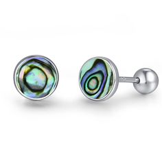 PRICES MAY VARY. ☆Abalone Shell Stud Earrings for Women☆Choose dainty abalone shell polished and set on the stud earrings. Elegant and exquisite design suitable for various occasions and daily wear. ☆Sterling Silver Hypoallergenic Earring for Sensitive Ear☆Made of 925 sterling silver, no nickel, no lead, no cadmium and hypoallergenic. ☆Screw Back Earrings☆stud diameter size is 6mm (0.27in). The length of the pole is 9mm (0.35in). The dainty and tiny design is suitable for every charming lady. ☆R Hypoallergenic White Gold Plug Earrings As Gift, Adjustable Round Plug Earrings For Gift, Adjustable White Gold Cartilage Earrings Gift, Sterling Silver Adjustable Cartilage Earrings For Gift, Silver Round Cartilage Earrings Gift, Adjustable Green Cartilage Earrings As Gift, Green Hypoallergenic Cartilage Earrings As Gift, Stone Earrings Studs, Opal Earrings Stud