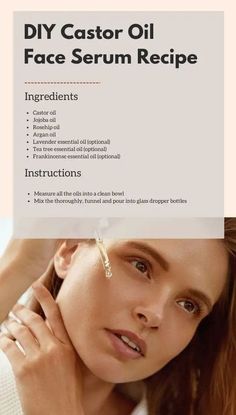 Frankensence And Castor Oil Recipe, Castor Oil On Face Overnight, Castor Oil Face, Castor Oil Benefits Skin, Diy Face Serum, Face Serum Recipe, Castor Oil For Face, Serum Recipe, Castor Oil For Skin