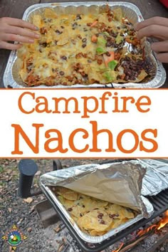 the campfire nachos are ready to be cooked on the grill and eaten