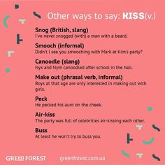 a pink poster with the words'other ways to say kis v'on it