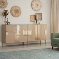 a living room scene with focus on the sideboard