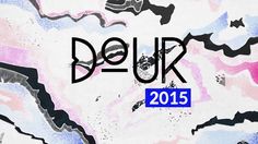 the words dour are written in black and blue ink on a white background with colorful paint