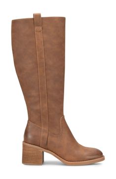 A tall side zipper adds easy-wear comfort to this timeless knee-high boot rendered in smooth faux leather. 2 1/2" heel 14" shaft; 15" calf circumference Imported Brown Wide Calf Knee-high Boots With Zipper, Wide Calf Tall Faux Leather Knee-high Boots, Classic Slippers, Brown Fits, Ugg Classic, Tom Ford Sunglasses, Flip Flop Slippers, Clutch Pouch, Kids Outerwear