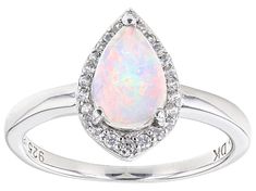 0.51ctw Pear Ethiopian Opal And 0.12ctw Round White Zircon Rhodium Over Sterling Silver Ring. Measures Approximately 0.33"L x 0.51"W. Not Sizeable. Accent stones primarily zircon. Rings Opal, White Opal Ring, Engagement Rings Opal, Opal Jewelry, Opal Gemstone, Opal Rings, Cultured Pearls, Ethiopian Opal, Fairy Tale