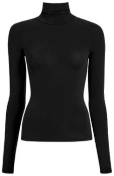 Solid Top With Smoothing Minimal Stretch, High Stretch Smoothing Solid Color Tops, Black Second-skin Tops For Workwear, Sleek Black Seamless Tops, Sleek Black Tops With Seamless Construction, Sleek Stretch Winter Tops, Fitted Black Smoothing Tops, Solid Color Smoothing Stretch Top, Fitted Black Tops With Smoothing Details