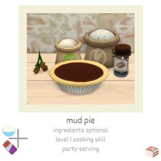 there is an image of mud pie with ingredients in the background and on the table