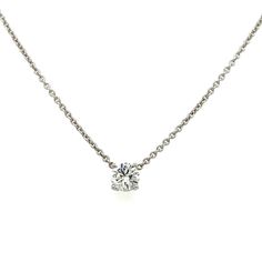 Experience true luxury with our hand-selected 18ct White Gold Solitaire Diamond Pendant. Each diamond is carefully chosen to maximize brilliance and allure. Encased in the finest white gold and paired with a strong and stunning Italian chain, this piece exudes elegance and exclusivity. Details 1x Diamond= 0.36ct approx. Colour= E Clarity= VVS2 Chain Length= 45cm Luxury Solitaire Necklace In Diamond White, Classic Round Stone Diamond Necklace, Classic Diamond Necklace With Round Single Diamond, Classic Diamond Necklace With Single Round Stone, Solitaire Diamond Jewelry For Everyday Luxury, Classic Cubic Zirconia Necklace With Tension Setting, Diamond Solitaire Necklace With Tension Setting, Round Solitaire Necklace With Single Diamond For Everyday Luxury, Round Diamond Solitaire Necklace With Tension Setting