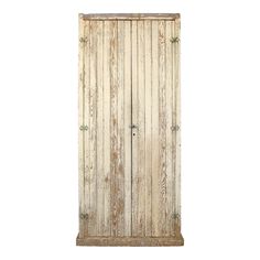 an old wooden cabinet with two doors