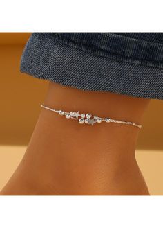 Color:Silvery White;Package Contents:2 X Anklets;Occasion:Sport; Silver Adjustable Anklets For Spring, Trendy Silver Anklets For Party, Adjustable Silver Anklets For Spring, Trendy Party Anklets For Spring, Casual Star-shaped Jewelry For Parties, Trendy Silver Anklets For Summer, Casual Silver Star-shaped Bracelets, Casual Silver Star Bracelets, Casual Silver Star-shaped Jewelry