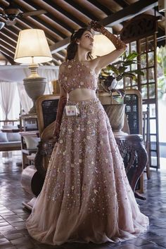 One Shoulder Choli, Beautiful Lehengas, Pastel Lehenga, Goa Wedding, Mehendi Outfit, Diwali Outfits, Lehnga Dress, Bridal Lehenga Collection, Bridal Lehengas