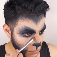 Werewolf Makeup Men Easy, Wolf Makeup Man, Werewolf Costume For Men, Mens Halloween Makeup, Werewolf Makeup, Wolf Makeup, Werewolf Costume, Halloween Makeup Inspiration