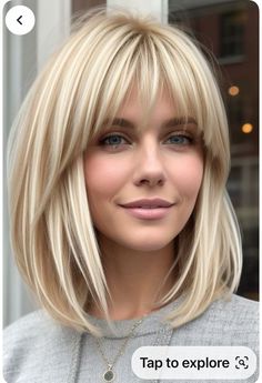 Medium Bob Long Bangs, Blonde Shag With Bangs, Haircuts For Medium Length Hair, Bangs With Medium Hair, Shag Haircuts, Chin Length Hair, Hair 2024, Haircuts For Medium Hair, Short Haircut