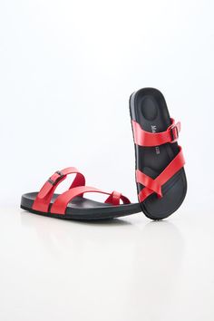 Maibulun | Thong Toe Cushioned Footbed Sandal - Red – SMAIBULUN Red Sandals With Leather Footbed And Single Toe Strap, Red Leather Casual Flip Flops, Casual Red Leather Flip Flops, Comfortable Red Sandals With Arch Support, Red T-strap Sandals For The Beach, Comfortable Adjustable Red Sandals, Red Adjustable Comfortable Sandals, Comfortable Red Adjustable Sandals, Red Toe Loop Sandals For Spring