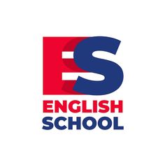 english school logo with the letter s in red, blue and white letters on it