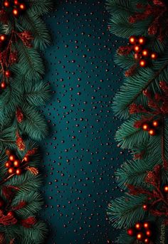 christmas tree branches with red balls and lights on the green background, eps file available