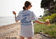 Introducing our Custom Beach Vacation Shirts perfect for your next beach getaway. Customize any of the text on this shirt by entering your request in the personalization box prior to check out. We use professional quality DGT printing on all our apparel. Direct-to-garment, or DTG, is a high quality printing method that sprays ink directly onto the garment so there is no peeling or cracking. This fabulous graphic will be printed on a Bella+Canvas Unisex Tee. Order your regular size for a slim fit Beachy Camp Shirt For Beach Season, Pre-shrunk Summer Beach Shirt, Beachy Tops For Beach Season, Short Sleeve Tops For Summer Vacation, Beach Vacation Shirts, Vacation Shirts Family, Ocean Tshirt, Family Beach Trip, Trip Shirts