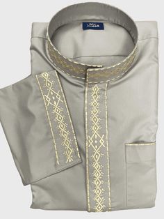 Handcrafted in Dubai  Superior Quality Japanese Anti-Static Material Collar, Chest & Cuff Full Gold Embroidery Perfect for Summer Months Hidden Zip Opening 2 Side Pockets Comfort and Durability Unmatched Quality  Colour: Light Grey Composition: Luxury Polyester Festive Sets With Tonal Embroidery For Eid, Festive Tonal Embroidery Sets For Eid, Traditional Gray Embroidered Sets, Festive Embroidered Gray Sets, Festive Embroidered Gray Kurta, Festive Gray Embroidered Kurta, Wedding Sets With Embroidered Cuffs For Eid, Gold Long Sleeve Sets With Embroidered Border, Gold Sets With Embroidered Border And Long Sleeve