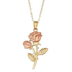 Flower Pendant Necklace, Yellow Gold Pendants, Gold Filled Chain, Flower Pendant, 10k Gold, Metal Rings, Spring Rings, Rose Gold Plates, Gold Pendant