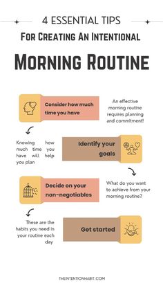 Are you looking to start a positive morning routine? Starting your day off on the right foot is essential for setting a positive tone for the day ahead. Developing an intentional morning routine can help you do just that. we’ll explore the benefits of a morning routine, how to create your own intentional morning routine, and some ideas for what to include in your morning ritual. Realistic Morning Routine, Morning Routine Tips, Daily Intentions, Create A Morning Routine, Habits To Start, Positive Morning, Routine Ideas, A Morning Routine