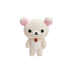 a small white teddy bear with pink ears