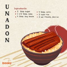 an illustrated drawing of a bowl of food with instructions on how to cook the dish