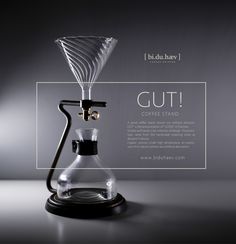 an advertisement for a coffee maker with the words gutt on it's side