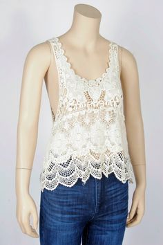 Great Pre-owned Condition Size: Small Color: Cream Crochet Cotton Blend Thrift Boutique, Boho Goth, Romantic Goth, Online Thrift, Style Profile, Southern California, Girly Things, Crochet Top, Personal Style