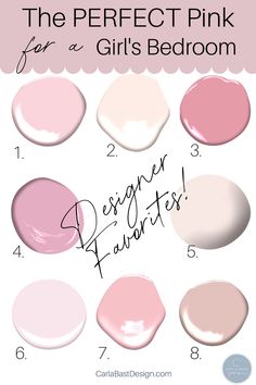 Best Pink Colors for A Girl’s Bedroom Design | Carla Bast Design Pink Toddler Rooms, Girls Room Paint Colors, Girls Bedroom Paint Colors, Pink Paint Color, Light Pink Paint, Girls Bedroom Paint, Pink Baby Room, Girl's Rooms