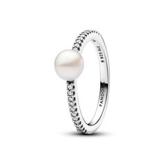 Embrace cool tones with the Pandora Timeless Treated Freshwater Cultured Pearl & Pavé Ring in sterling silver. This classic piece features a squared band with a concave section, showcasing a treated freshwater cultured pearl surrounded by sparkling cubic zirconia Pavé. Each unique pearl symbolizes beauty, wisdom, and love, making this ring a perfect addition to the Pandora Timeless collection. Please note each treated freshwater cultured pearl is unique and can vary in size and colour; normal wear and tear may occur with this material. Our freshwater cultured pearls are treated with bleaching and lustre enhancement.