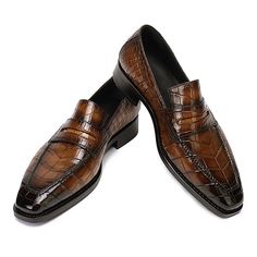 Handmade men brown alligators patteren shoes, men brown crocodile moccasins,dress shoes, gift for father Crocodile Loafers, Brown Formal Shoes, Alligator Dress Shoes, Men Lifestyle, Loafers Dress, Mens Leather Loafers, Mens Loafers, Alligator Crocodile, Oxford Brogues