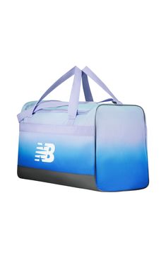 Online only! Introducing the New Balance Team Medium Duffel: Built for durability and convenience, this athletic bag offers ample storage for all your gear, perfect whether you're heading to the game or a weekend getaway.


	Large main compartment
	Exterior left side mesh pocket
	Adjustable padded shoulder strap Functional Blue Nylon Bags, Sports Nylon Duffle Bag, Sporty Purple Gym Bag For Travel, Nylon Sports Travel Bag, Nylon Travel Bag For Sports, Functional Blue Travel Bag For Outdoor Activities, Functional Mesh Sports Bag, Blue Nylon Travel Bag For Outdoor Activities, Functional Purple Gym Bag For Daily Use