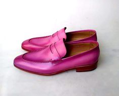 TucciPolo Luma Classic Elegant Purple Italian Leather Mens Luxury Loafer Handmade Shoe. A classic and elegant loafer in Purple calfskin. Finished with a smooth trim, and prominent seams on the upper, comes complete with a leather sole. Leather : CalfskinColor: Purple This is a made-to-order product. Each pair will be made upon receipt of order and shipped in approximately 15 days. Because our shoes are hand-painted and couture-level creations, each shoe will have a unique hue and polish, and exa Elegant Purple Formal Loafers, Elegant Formal Purple Loafers, Luxury Pink Loafers For Formal Occasions, Pink Formal Loafers With Leather Sole, Pink Leather-sole Loafers For Formal Occasions, Elegant Pink Formal Loafers, Classic Elegant, Mens Luxury, Handmade Shoes