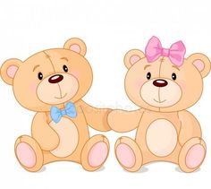 two brown teddy bears sitting next to each other with a bow on their head and the caption clipart box