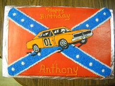 a birthday cake with an image of a car on it