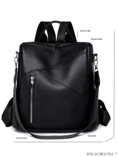 BagForLove - Chic Litchi Embossed PU Classic Backpack - Black, Ideal for Women, Rookies & Professionals Product Description Color Black Composition 100% Polyester Coating 100% Polyurethane Bag Size Medium Pattern Type Plain Type Classic Backpack Material PU Size Chart INCH CM Handle Height Strap Length Bag Height Bag Width Bag Length 3.1 inch 33.5/21.7 inch 12.6 inch 5.9 inch 12.2 inch Handle Height Strap Length Bag Height Bag Width Bag Length 8 cm 85/55 cm 32 cm 15 cm 31 cm Details Pictures Sim Rectangular Leather Backpack With Zipper For Errands, Black Faux Leather Satchel Backpack, Casual Black Faux Leather Backpack, Trendy Black Backpack For Errands, Black Leather Softback Backpack With Zipper, Black Faux Leather School Backpack, Black Faux Leather Rectangular Backpack, Black Rectangular Faux Leather Backpack, Large Capacity Black Backpack For Errands