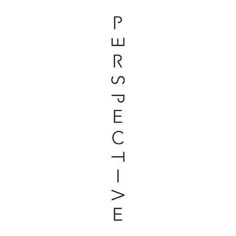 a black and white photo with the words perspective written in cursive font