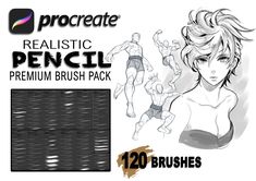 the realistic pencil brush pack includes various poses