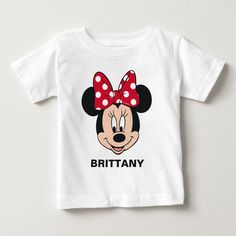 Minnie Mouse | Add Your Name Baby T-Shirt Minnie Mouse T Shirt, Personalized Baby Clothes, Disney T Shirt, Mickey Mouse T Shirt, Mickey Mouse Cartoon, Logo Gifts, Top Baby Products, Disney Tshirts, Baby T Shirt