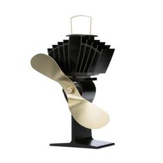 a black and white fan on a stand