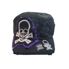 Distressed Skull Patch Hats has an elastic back strip to fit everyone. The hat base has a skull "ghost" image. The bill had an embroidered skull. The front has a distressed skull patch that comes in your choice of 3 colors. Available in: PurplePink Orange Rock the horror lifestyle with the cool black skull hat with your favorite color! Casual Adjustable Trucker Hat With Skull Design, Distressed Black Trucker Hat For Streetwear, Adjustable Skull Print Baseball Cap, Skull Print Snapback Hat For Streetwear, Casual Snapback Baseball Cap With Skull Print, Streetwear Snapback Hat With Skull Print, Casual Skull Print Snapback Baseball Cap, Adjustable Black Skull Hat, Adjustable Skull Hat For Streetwear