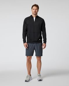 We've taken your favorite DreamKnit™ fabric and elevated it. The lightweight, buttery-soft performance stretch knit will be a daily favorite in a half zip with a hood and kangaroo pocket. | Vuori Ponto Performance Half Zip Jacket Hoodie | Black Heather | XS Vuori makes premium performance apparel inspired by the active Coastal California lifestyle; an integration of fitness, surf, sport, and art. Breaking down the boundaries of traditional activewear, we are a new perspective on performance appa Coastal California, Mens Zip Hoodie, Half Zip Hoodie, Half Zip Jacket, California Lifestyle, Jacket Hoodie, Sweatshirt Shirt, Performance Outfit, New Perspective