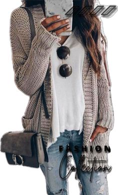 Casual Cardigan Sweater, Fall Fashion Coats, Outfit Cardigan, Blazer Casual, Best Casual Outfits, Vogue Knitting, Cardigan Outfits, Casual Cardigans, Women Outfits