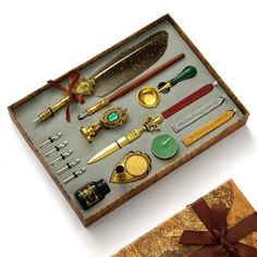 an open box with various items in it