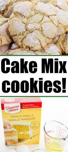 cake mix cookies are shown in this collage