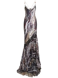 Fixed straps crisscross at back. Non-detachable appliqués. All over print placement may vary. Model is wearing a size40 Desired Wardrobe, Robert Cavalli, Fw 2024, Roberto Dress, Roberto Cavalli Dress, Cavalli Dress, Most Beautiful Dresses, Vintage Maxi Dress, Print Placement