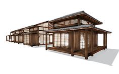 an image of a japanese style house on white background