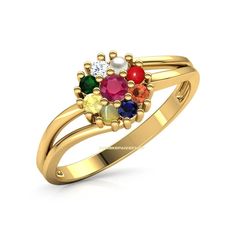 Navratan Ring, 9 Stone Ring, Wedding Ring Round, Round Cut Ring, Mom Ring, Wedding Rings Round, Natural Gemstone Ring, Gold Gemstone Ring, Clay Jewelry Diy